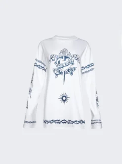 Jean Paul Gaultier Safe Sex Long Sleeve Top White -Artemides shop 2315 u ts060i j042 01 01