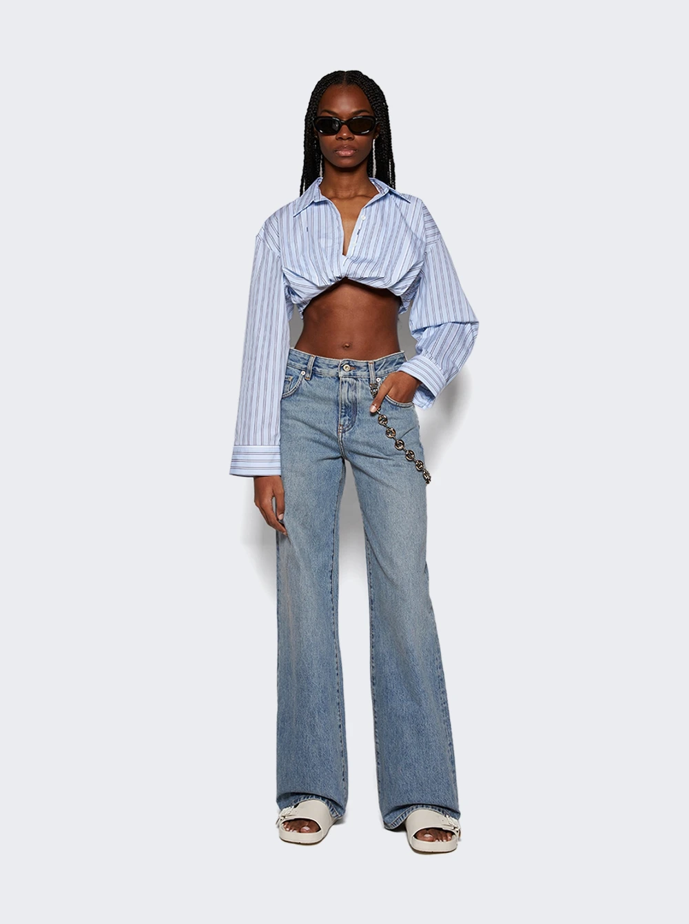 Jacquemus La Chemise Bahia Courte Shirt Print Blue Stripe 2 Jacquemus La Chemise Bahia Courte Shirt Print Blue Stripe - Image 2