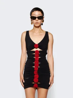 Magda Butrym Contrast Bandage Flower Dress Black -Artemides shop 234723 2509 03 1