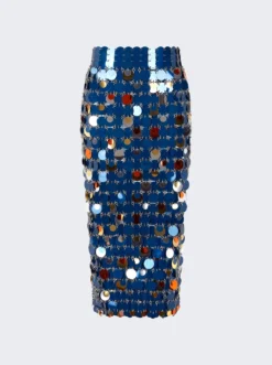 Embellished Midi Skirt Navy And Bright Orange