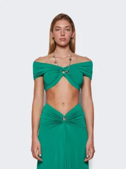 Gathered Maxi Skirt Emerald -Artemides shop 23FJJU400CU0002 4300 03 1