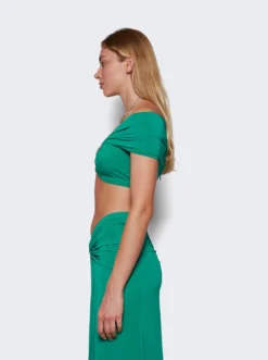 Gathered Maxi Skirt Emerald -Artemides shop 23FJJU400CU0002 4300 04 1