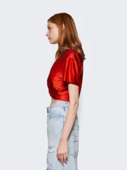 Ring Gathered Cropped Tee Paprika -Artemides shop 23FJTO539VI0267 45618 04 1