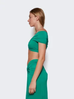 Keyhole Gathered Crop Top Emerald -Artemides shop 23FJTO593CU0002 4300 04 1