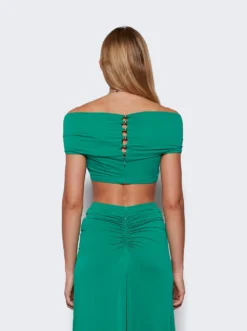 Keyhole Gathered Crop Top Emerald -Artemides shop 23FJTO593CU0002 4300 05 1