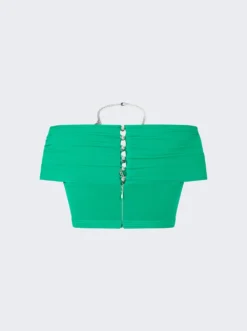 Keyhole Gathered Crop Top Emerald -Artemides shop 23FJTO593CU0002 4300 06 1