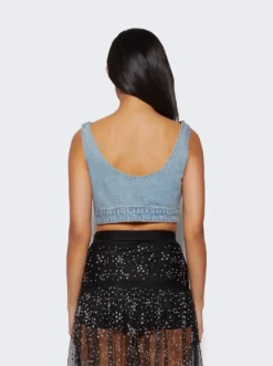 Studded Cropped Top Light Denim Blue -Artemides shop 23PCTO521CO0469 43890 05 1