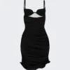 Mugler Ruffled Jersey Mini Dress Black