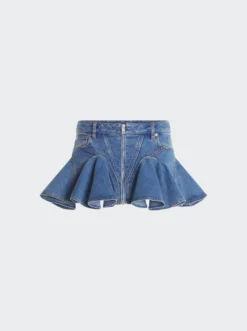 Mugler Ruffled Mini Skirt Medium Blue