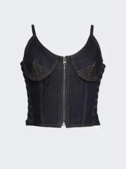 Jean Paul Gaultier Flowers Corset Top Indigo