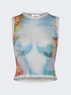 Jean Paul Gaultier Flowers Printed Body Tank Top Blue