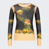 Jean Paul Gaultier Flowers Petit Grand Print Long Sleeve Top Black
