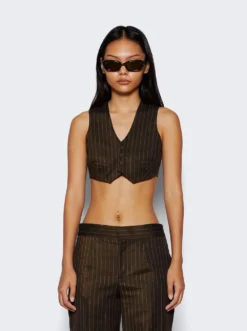 Jean Paul Gaultier Laced Gilet Crop Top Brown -Artemides shop 23 15 F GI002 C038 6003 5438 03 1