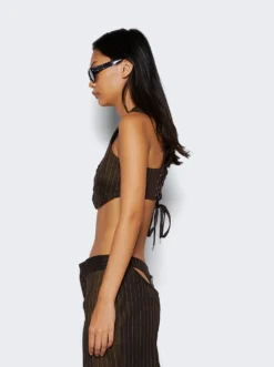 Jean Paul Gaultier Laced Gilet Crop Top Brown -Artemides shop 23 15 F GI002 C038 6003 5438 04 1