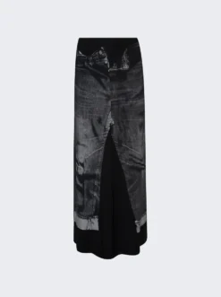 Jean Paul Gaultier Trompe L'oeil Maxi Skirt Black And Grey