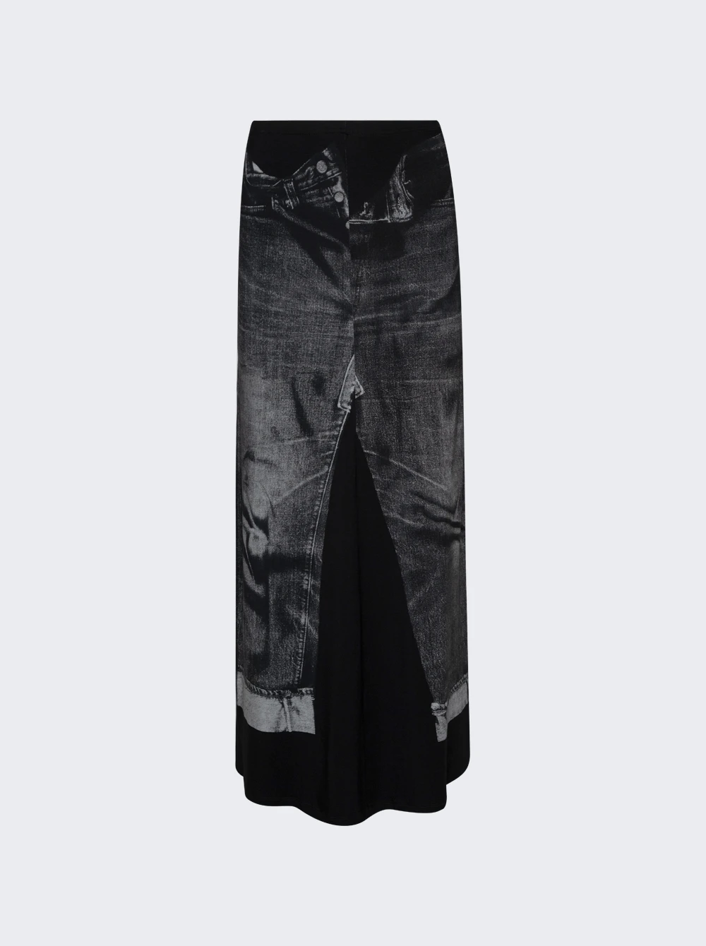 Jean Paul Gaultier Trompe L'oeil Maxi Skirt Black And Grey 1 Jean Paul Gaultier Trompe L'oeil Maxi Skirt Black And Grey