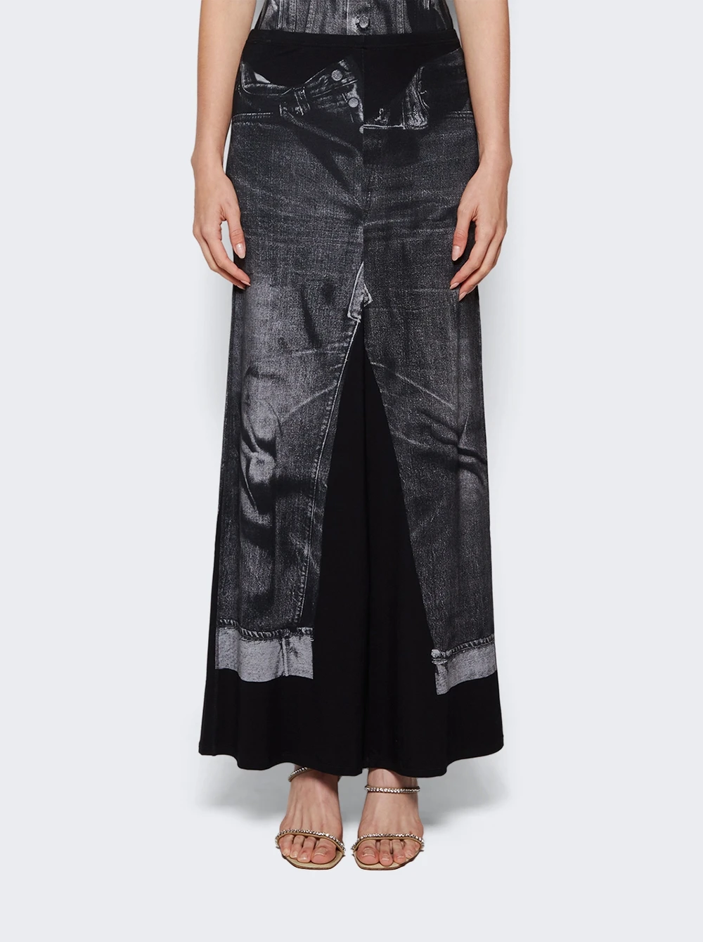 Jean Paul Gaultier Trompe L'oeil Maxi Skirt Black And Grey 3 Jean Paul Gaultier Trompe L'oeil Maxi Skirt Black And Grey - Image 3