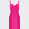 Jean Paul Gaultier Satin Stretch Conical Mini Dress Shocking Pink