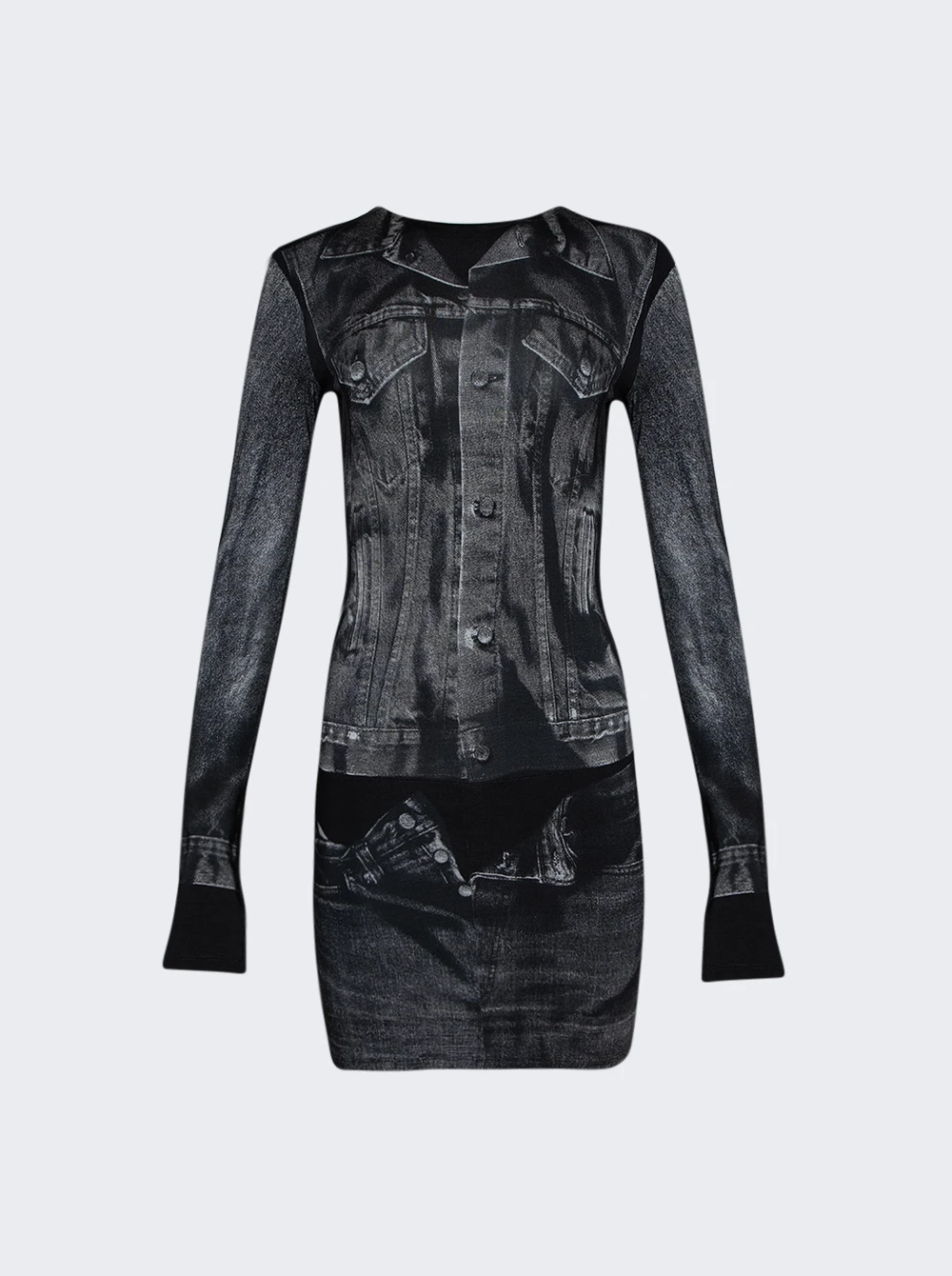 Jean Paul Gaultier L'oeil Tattoo Short Dress Black And Grey 1 Jean Paul Gaultier L'oeil Tattoo Short Dress Black And Grey