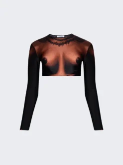 Jean Paul Gaultier Long Sleeves Corps Top Dark Nude