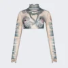 Jean Paul Gaultier Soleil Crop Top Nude And Blue