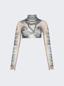 Jean Paul Gaultier Soleil Crop Top Nude And Blue
