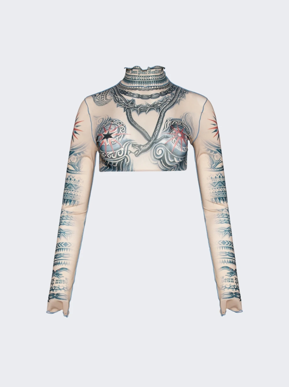 Jean Paul Gaultier Soleil Crop Top Nude And Blue 1 Jean Paul Gaultier Soleil Crop Top Nude And Blue
