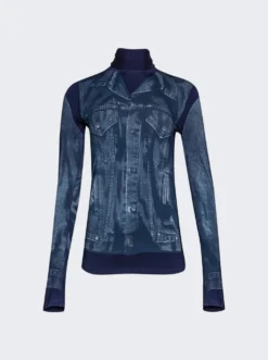 Jean Paul Gaultier L'oeil Long Sleeve Top Navy Blue