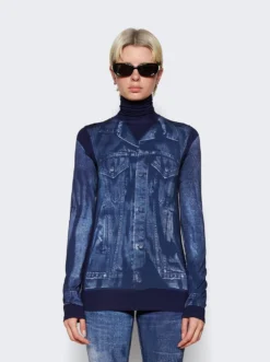 Jean Paul Gaultier L'oeil Long Sleeve Top Navy Blue -Artemides shop 23 15 U TO103 J530 5950 25719 03 1