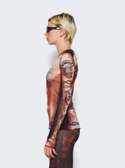 Jean Paul Gaultier Long Sleeves Crew Neck Top Nude And Brown -Artemides shop 23 15 U TO118 T538 636000 48166 04 1