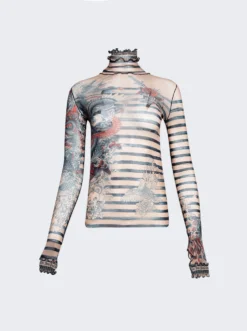 Jean Paul Gaultier Mariniere Long Sleeve Top Nude And Blue