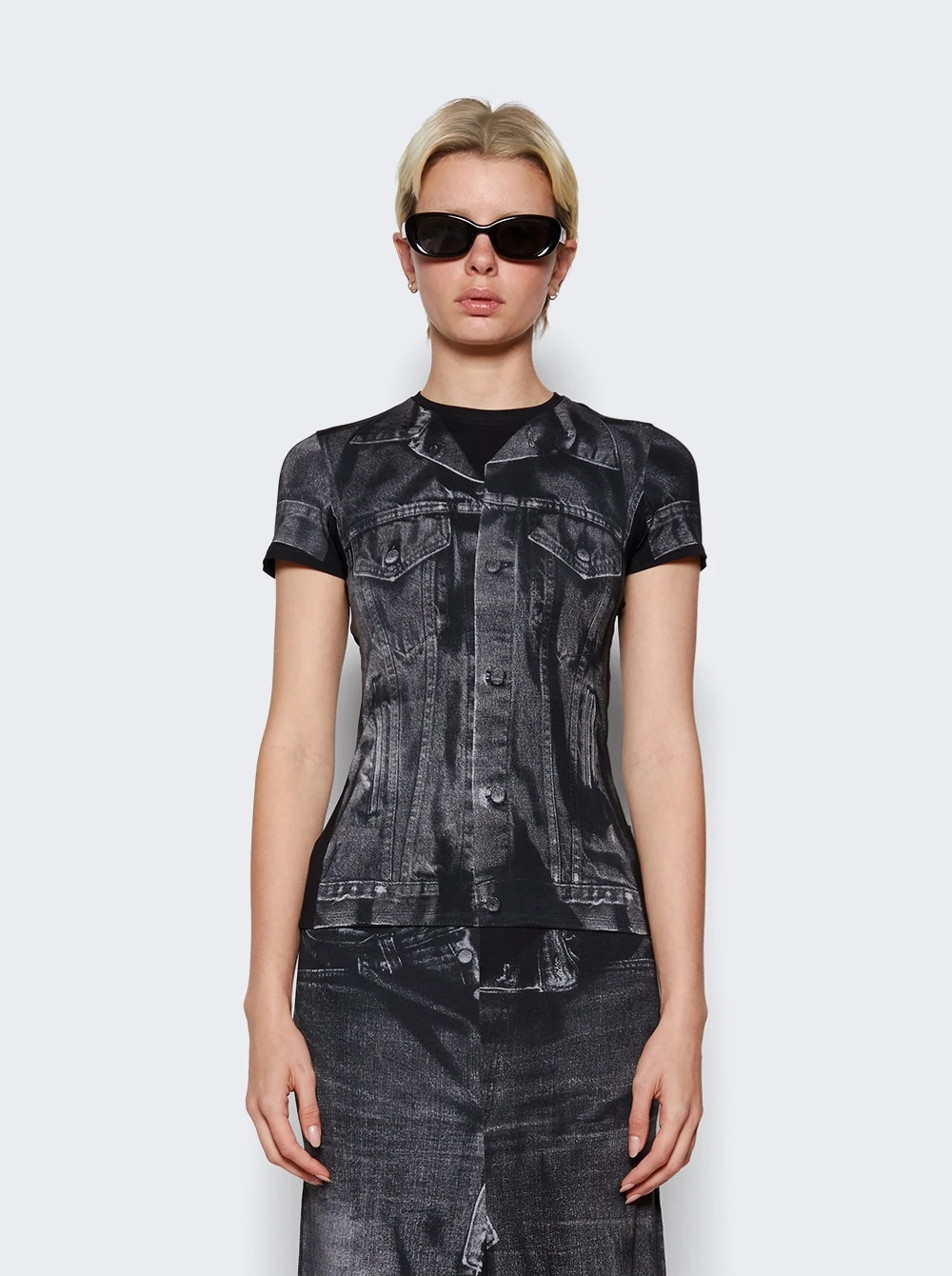 Jean Paul Gaultier L'oeil Crew Neck Top White And Grey 3 Jean Paul Gaultier L'oeil Crew Neck Top White And Grey - Image 3