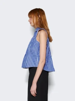 Sacai Sleeveless Poplin Shirt Blue -Artemides shop 24 07094 1740 04 1