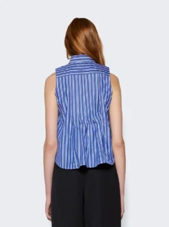 Sacai Sleeveless Poplin Shirt Blue -Artemides shop 24 07094 1740 05 1
