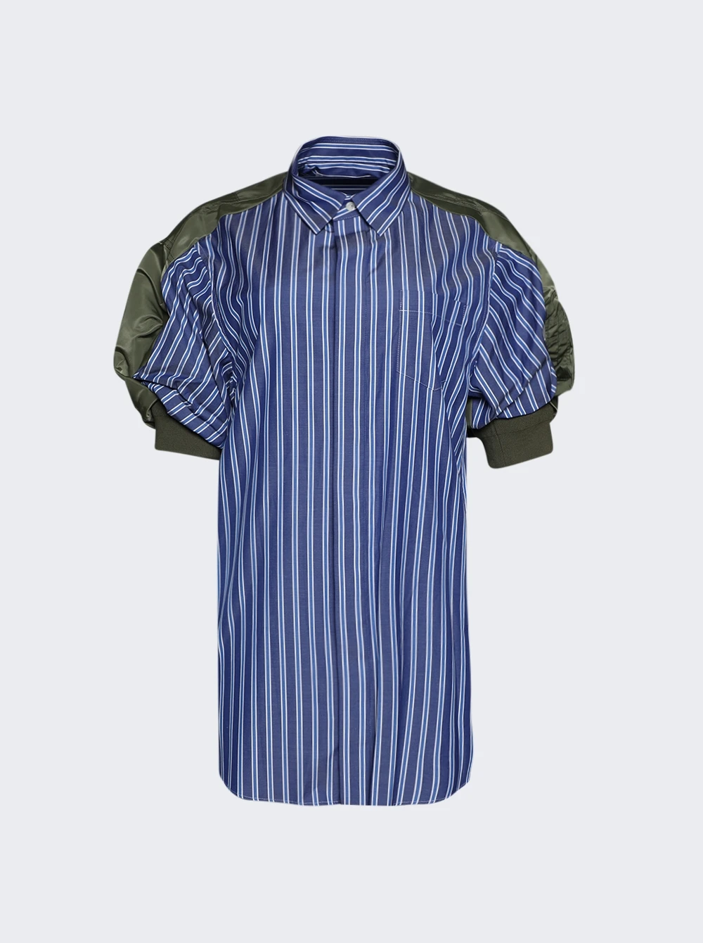 Sacai Poplin Nylon Twill Mini Dress Blue 1 Sacai Poplin Nylon Twill Mini Dress Blue