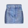 Area Crystal Embellished Mini Skirt Indigo