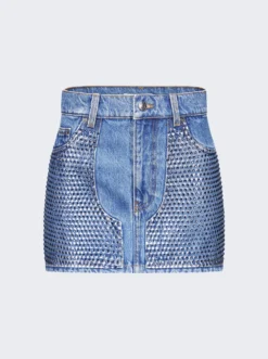 Area Crystal Embellished Mini Skirt Indigo