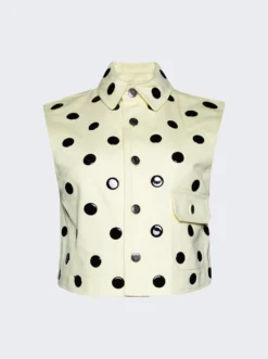 Area Polka Dot Sleeveless Top Cream Yellow