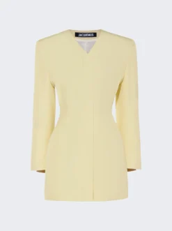 Jacquemus La Robe Cubo Mini Dress Pale Yellow