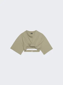 Jacquemus Le T-shirt Bahia Court Top Khaki