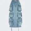 Denim Midi Skirt Sku Blue