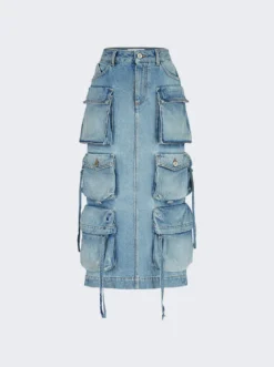 Denim Midi Skirt Sku Blue
