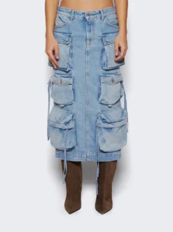 Denim Midi Skirt Sku Blue -Artemides shop 241WCS189 D073 49051 03 1