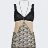 Tulle Top With Embroidery Champagne And Black