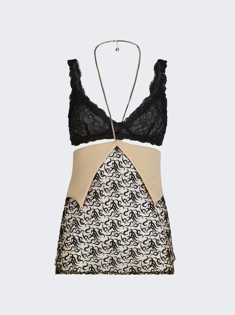 Tulle Top With Embroidery Champagne And Black 1 Tulle Top With Embroidery Champagne And Black