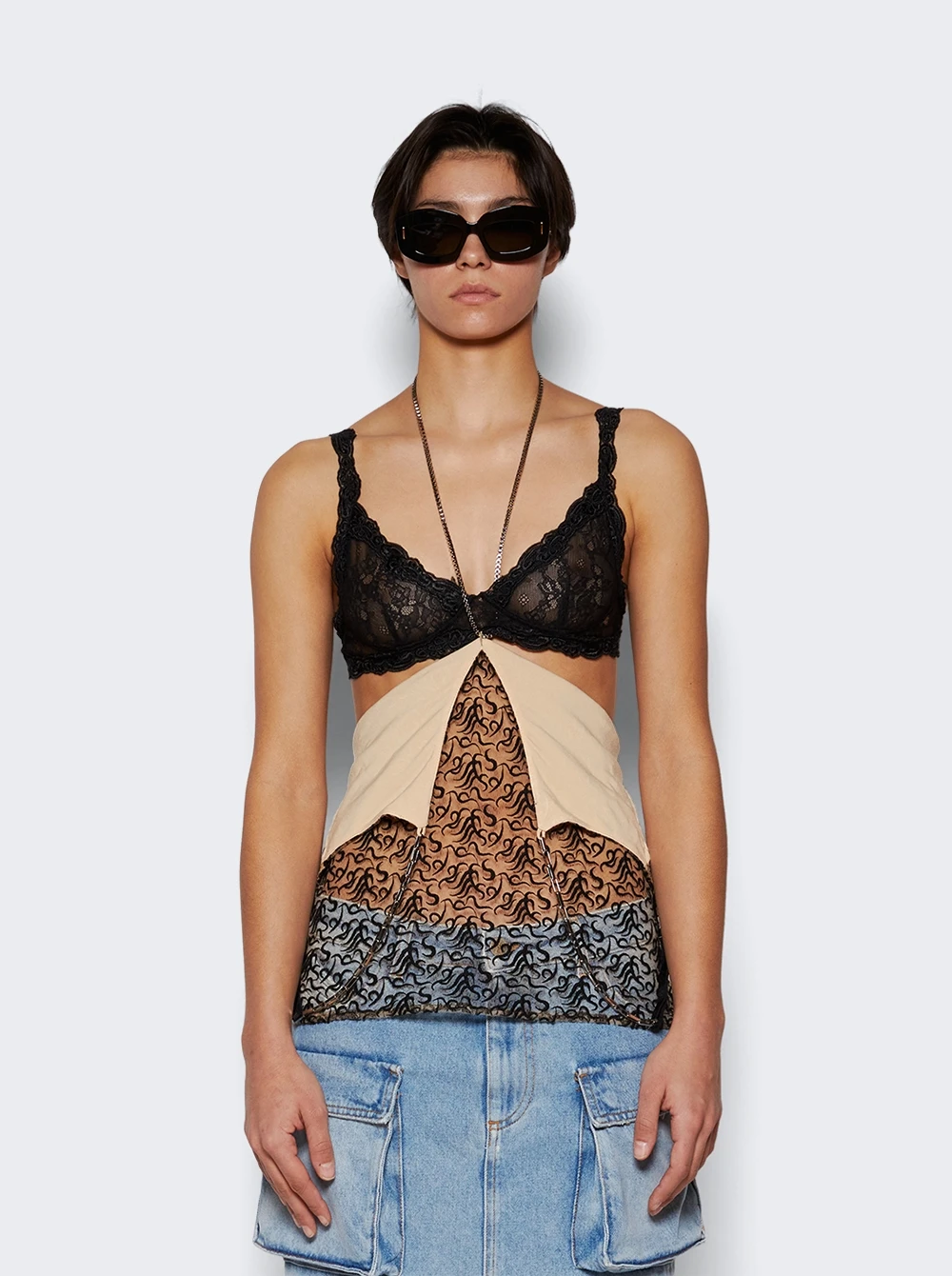 Tulle Top With Embroidery Champagne And Black 3 Tulle Top With Embroidery Champagne And Black - Image 3