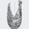 Magda Butrym Cowl Neck Sequin Blouse Silver