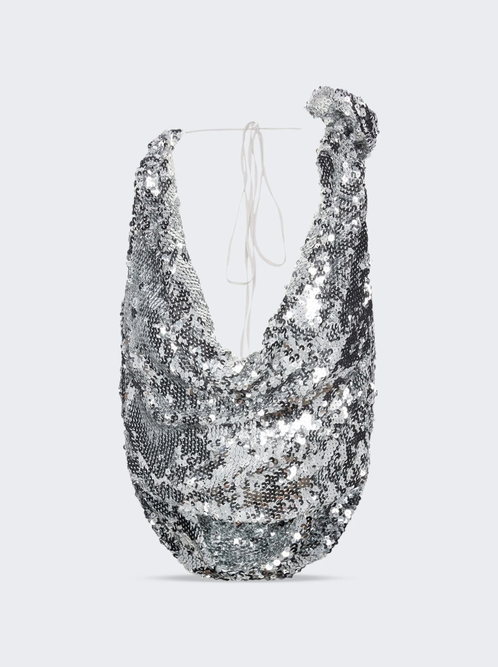 Magda Butrym Cowl Neck Sequin Blouse Silver 1 Magda Butrym Cowl Neck Sequin Blouse Silver