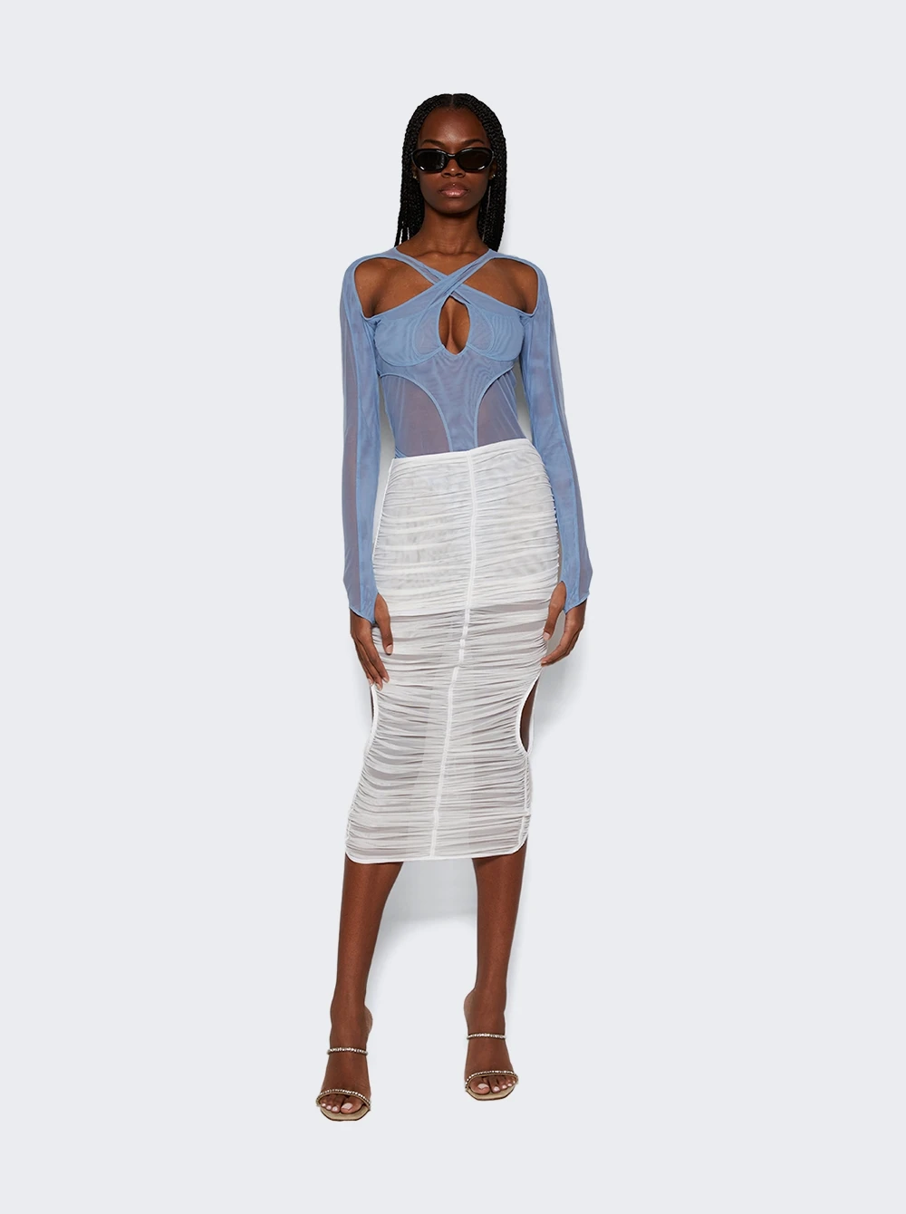 Mugler Draped Skirt Warm White 2 Mugler Draped Skirt Warm White - Image 2