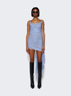 Mugler Ruched Mini Dress Silver Blue -Artemides shop 24P1RO1562695 03 1